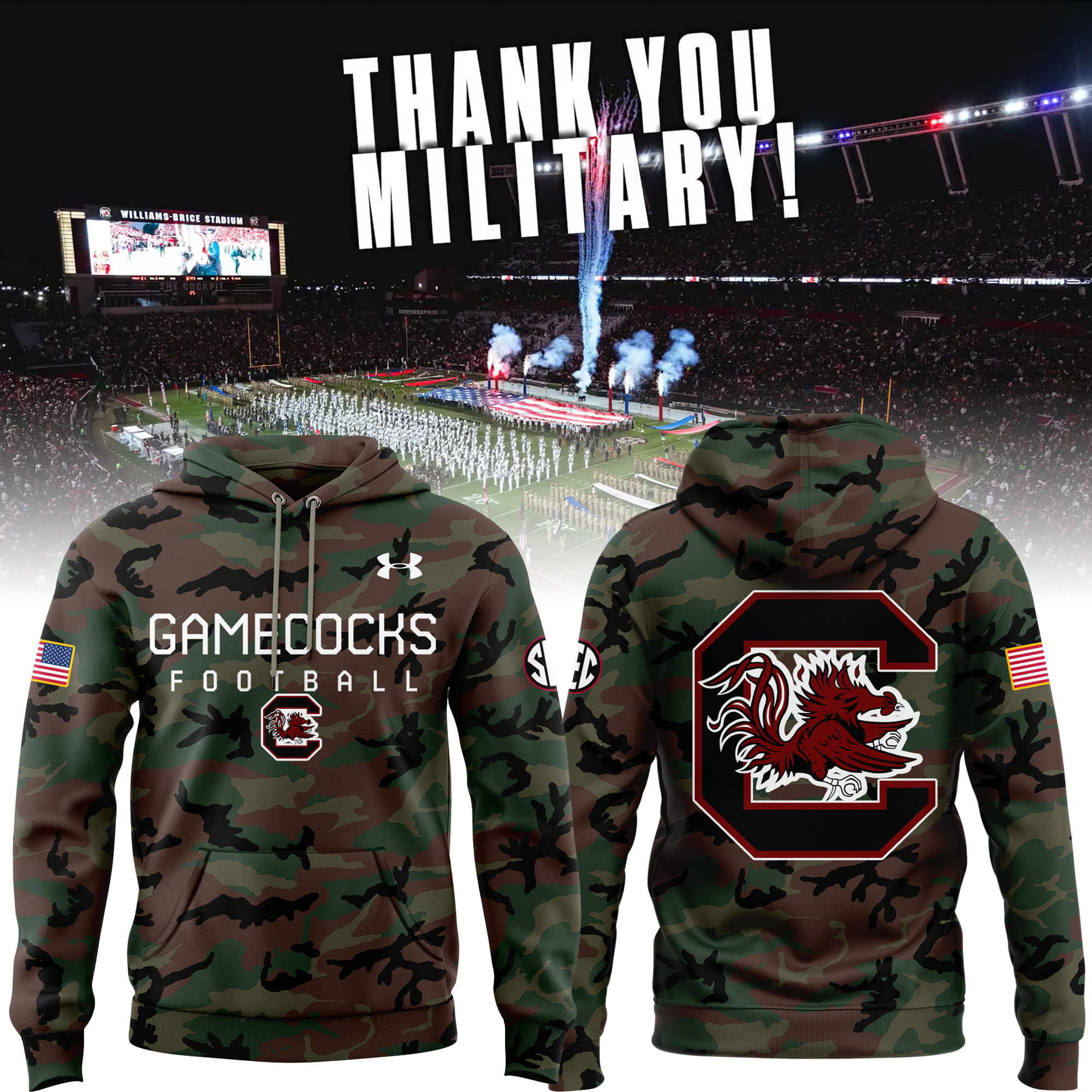Military Appreciation Gamecocks Football Hoodie