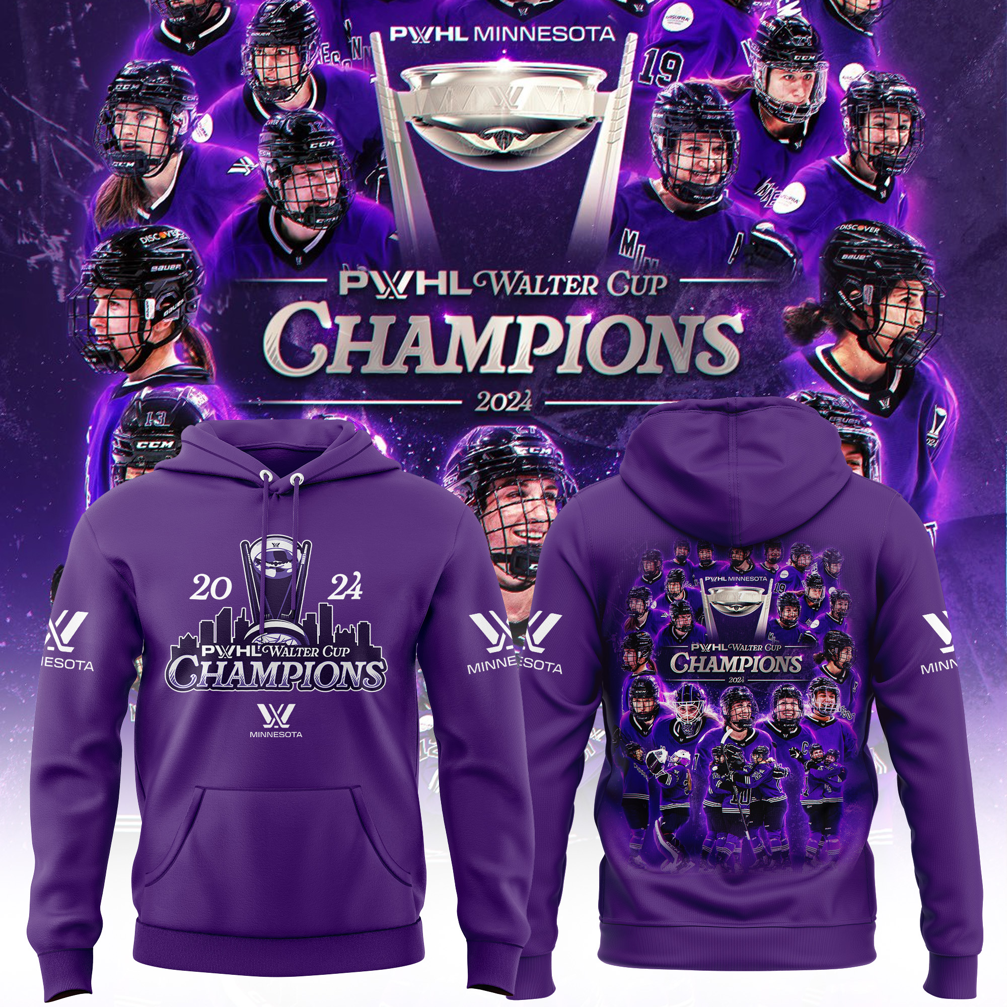 Minnesota PWHL Champions Walter Cup Hoodie