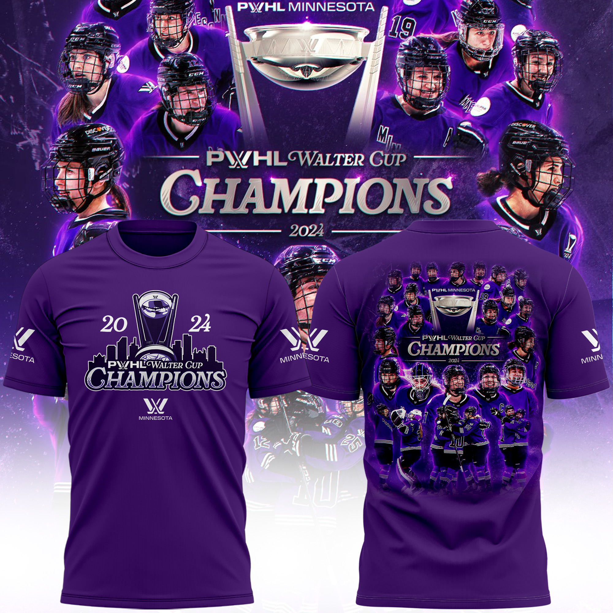 Minnesota PWHL Champions Walter Cup T shirt