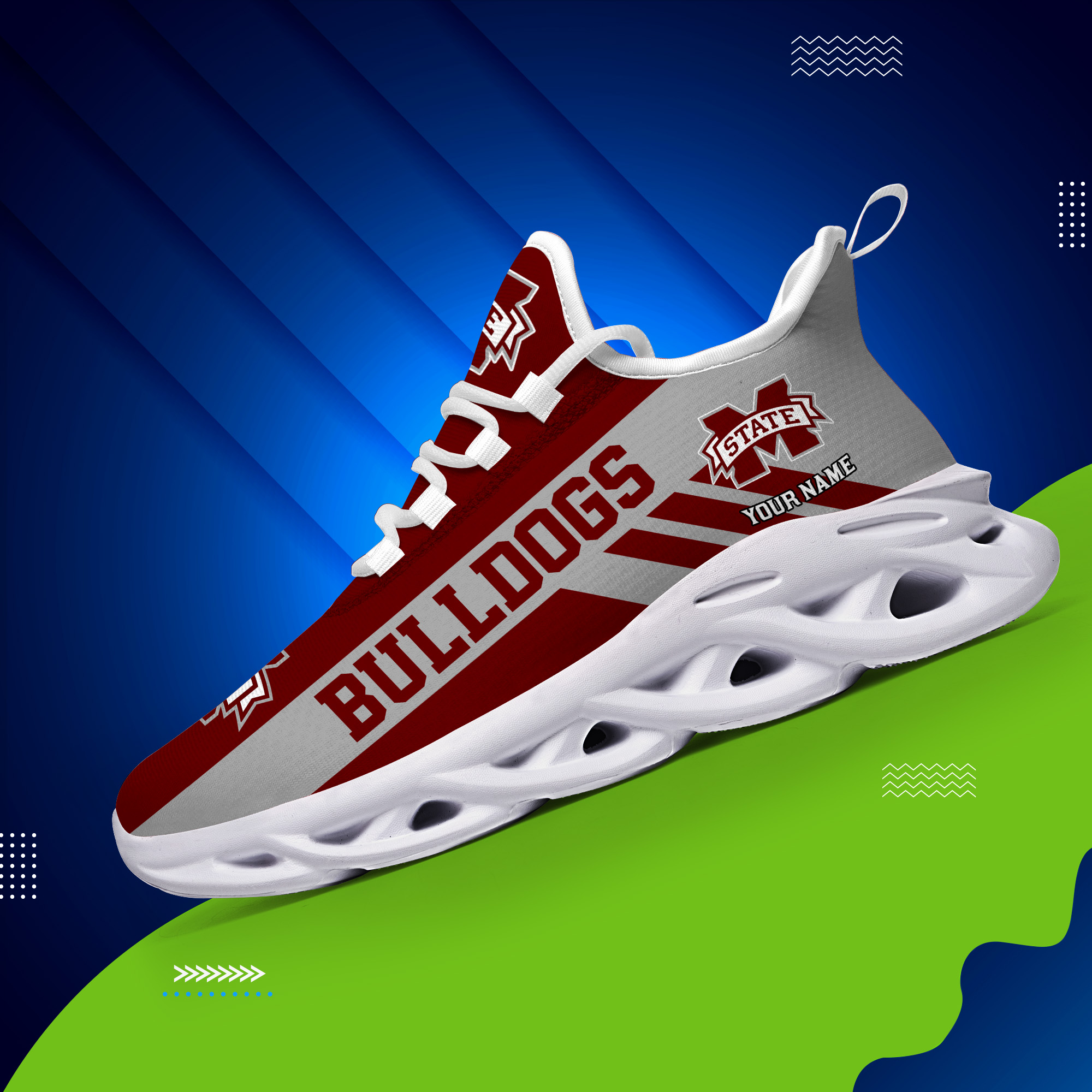 Mississippi State Bulldogs Custom Name PERSONALIZED MAX SOUL SHOES DS004