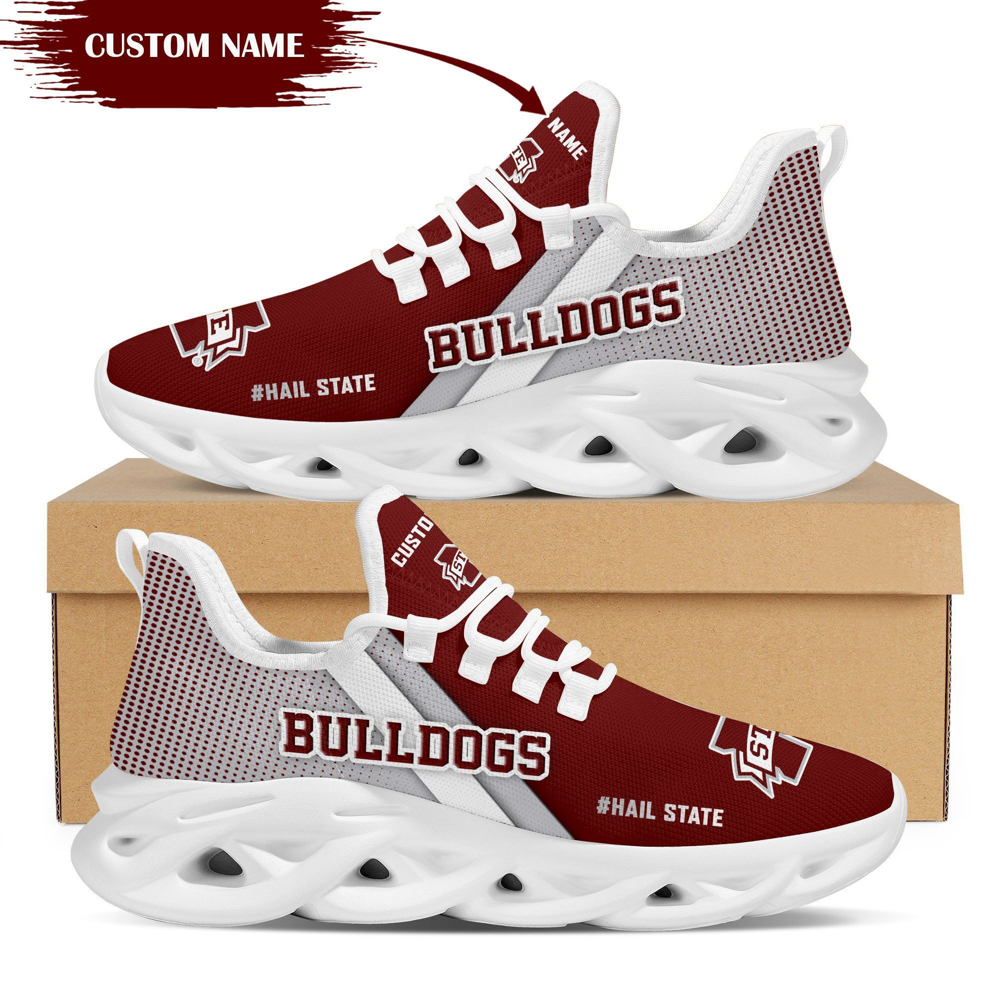 Mississippi State Bulldogs Custom Personalized Max Soul Sneakers Shoes Mississippi State University