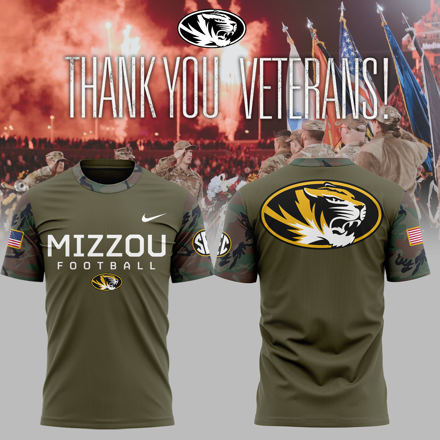 Mizzou Football Military Appreciation Hoodie