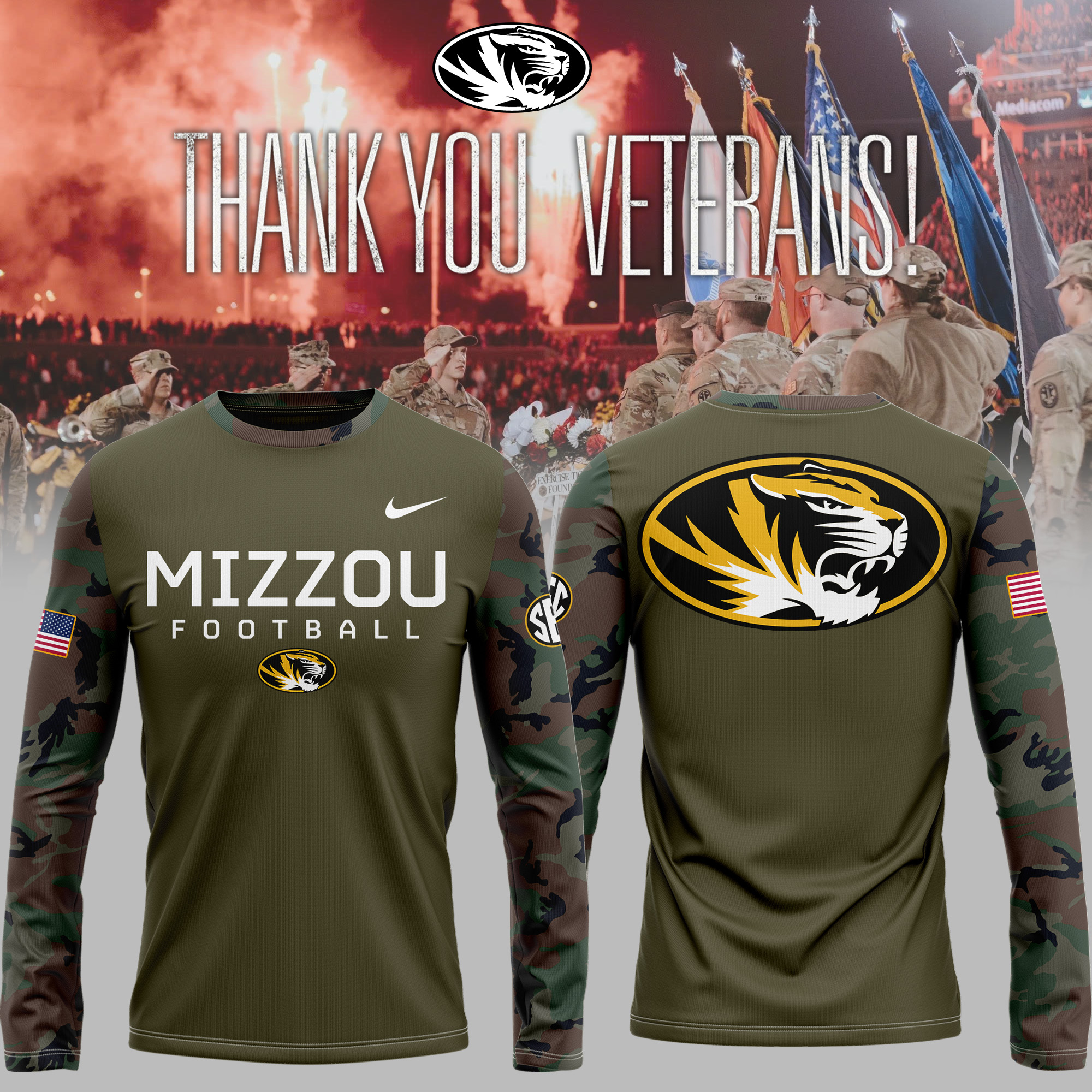 Mizzou Football Military Appreciation Hoodie