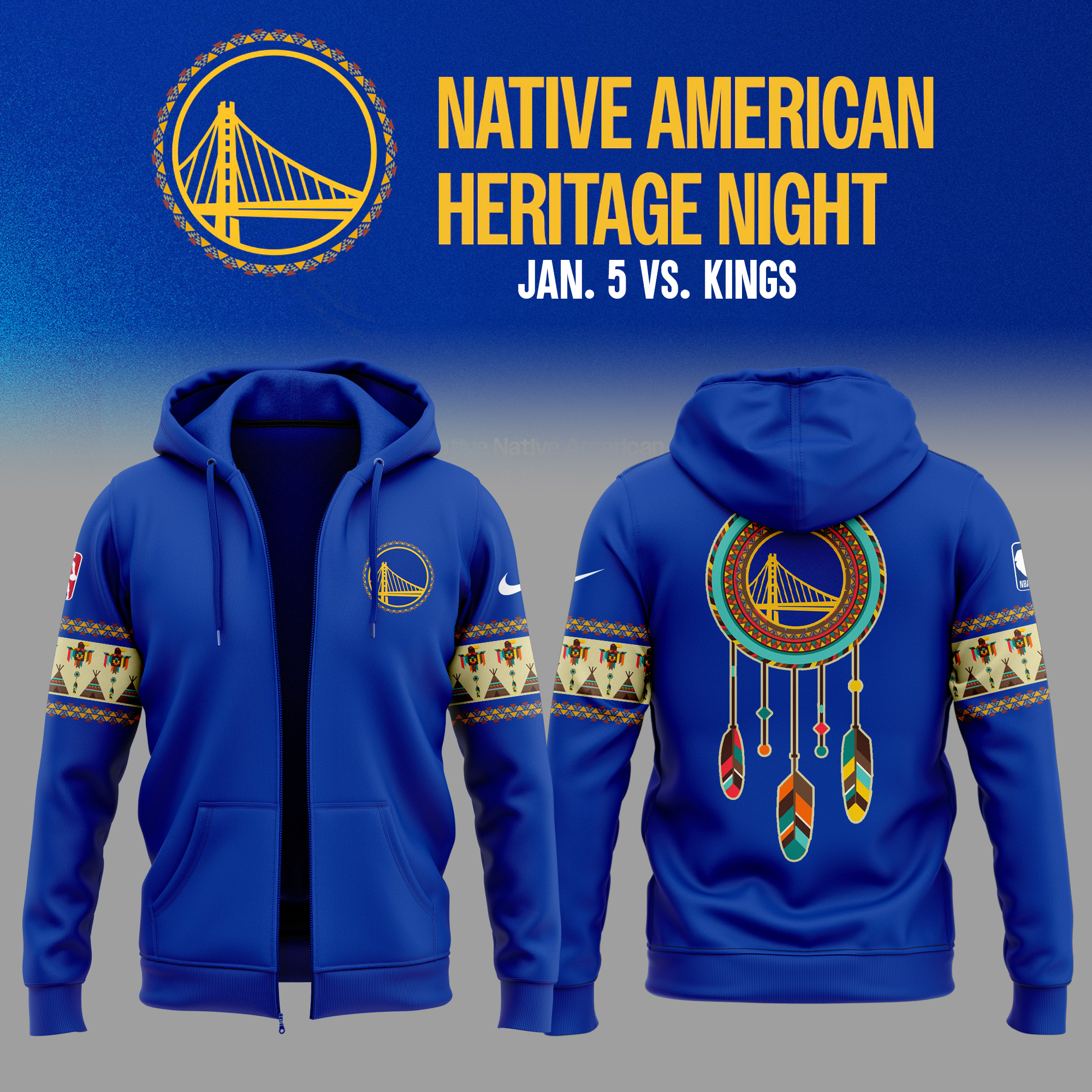 Native American Heritage Night Golden State Warriors Basketball Zip Hoodie