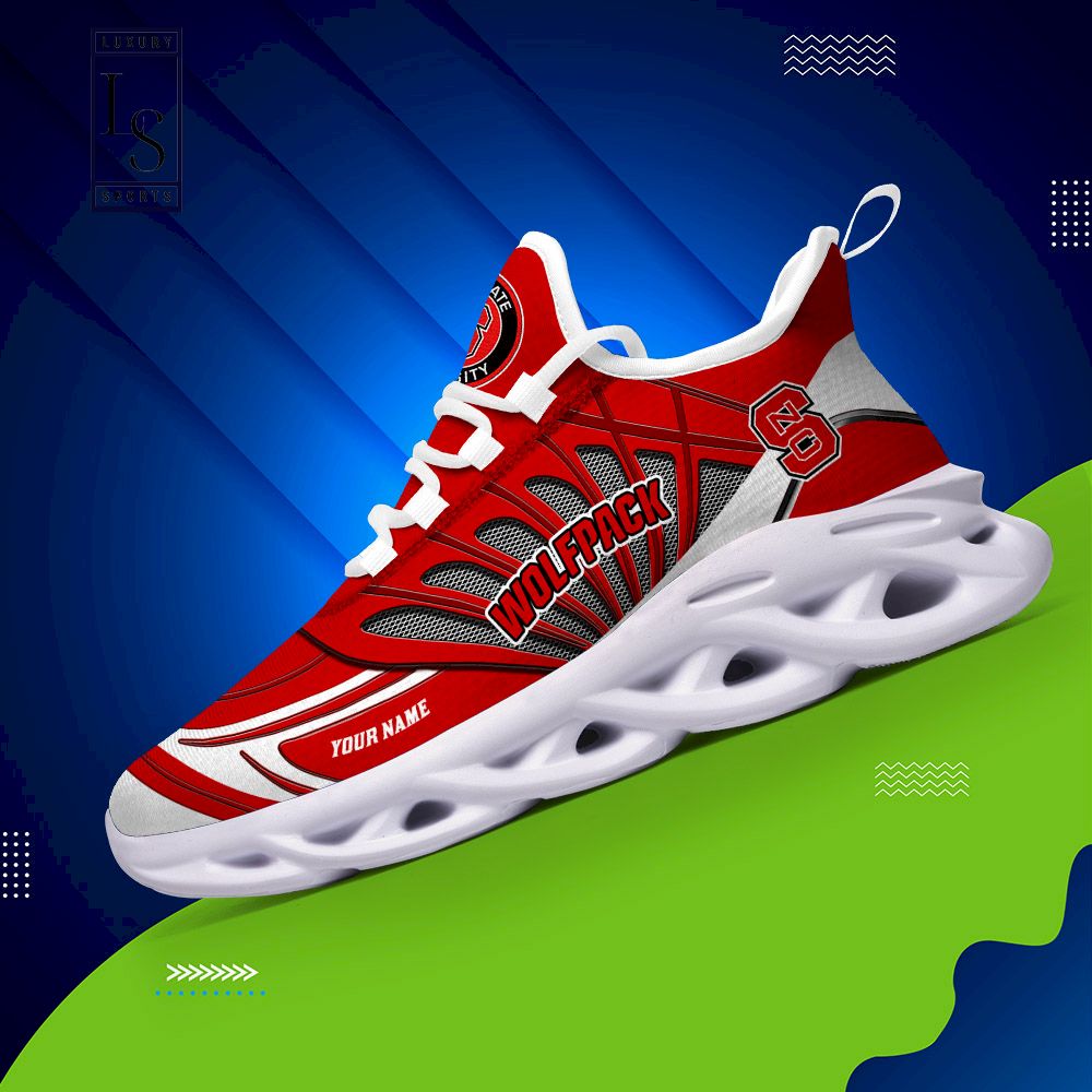 NC State Wolfpack Custom Name Max Soul Shoes