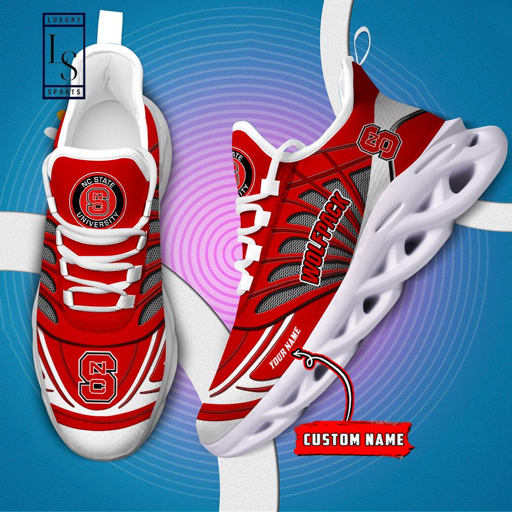 NC State Wolfpack Custom Name Max Soul Shoes