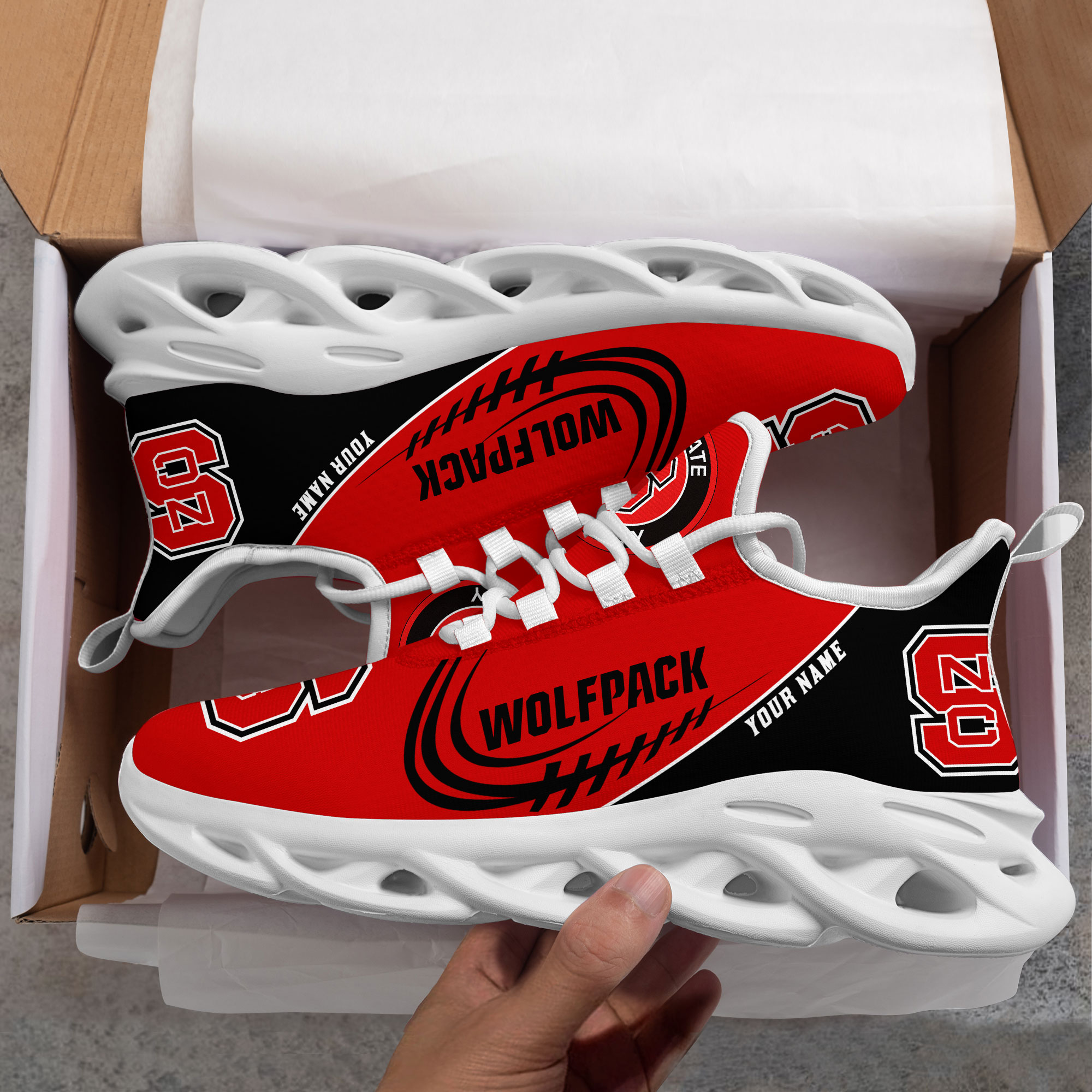 NC State Wolfpack PERSONALIZED MAX SOUL SHOES T1
