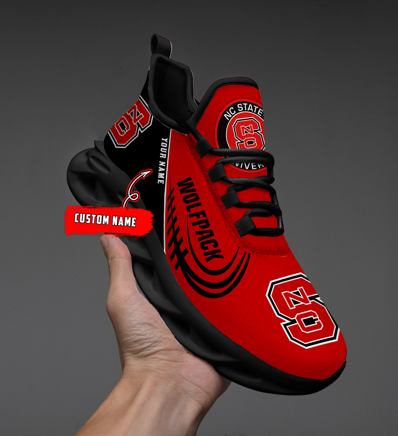 NC State Wolfpack PERSONALIZED MAX SOUL SHOES T1