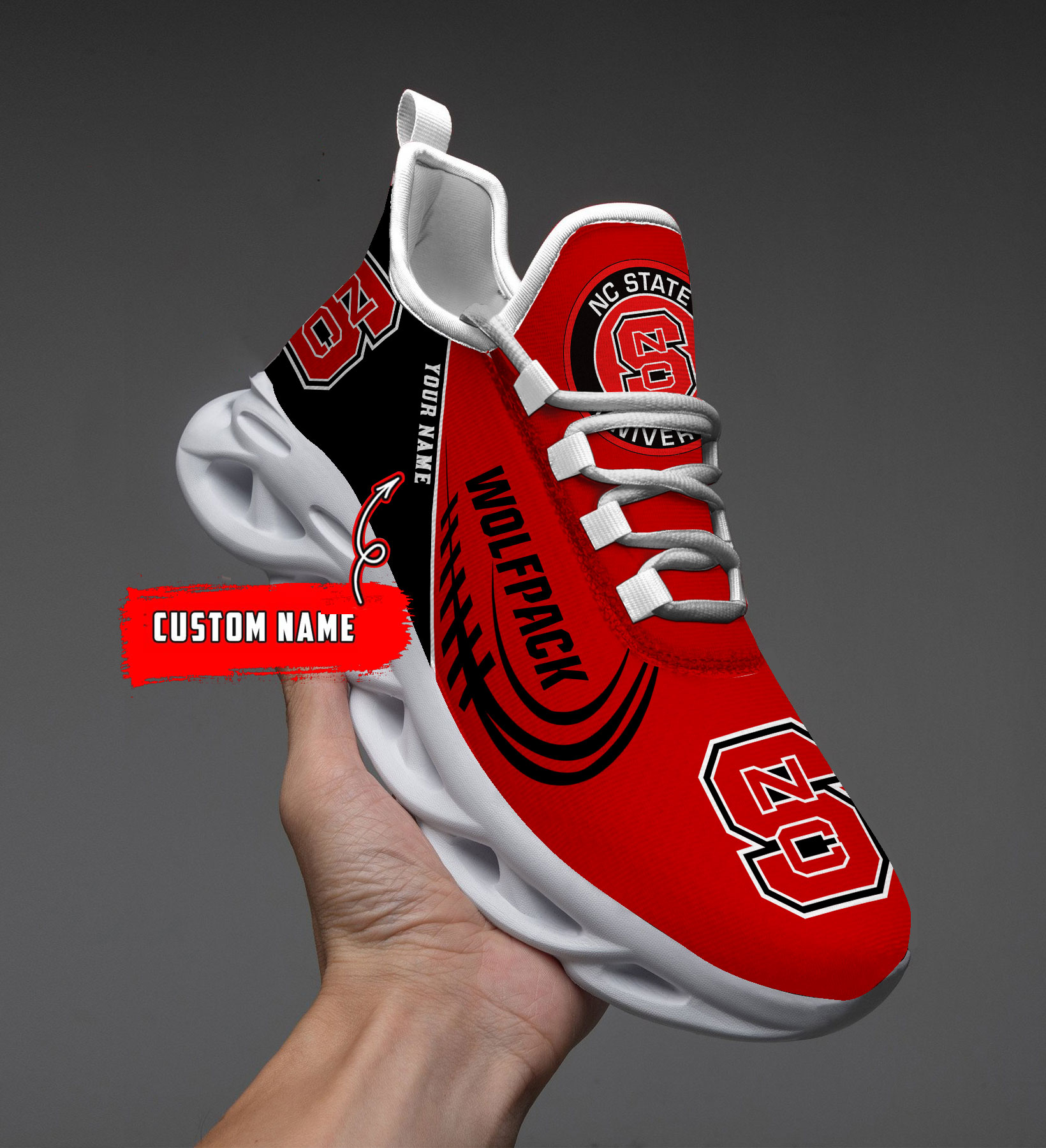 NC State Wolfpack PERSONALIZED MAX SOUL SHOES T1