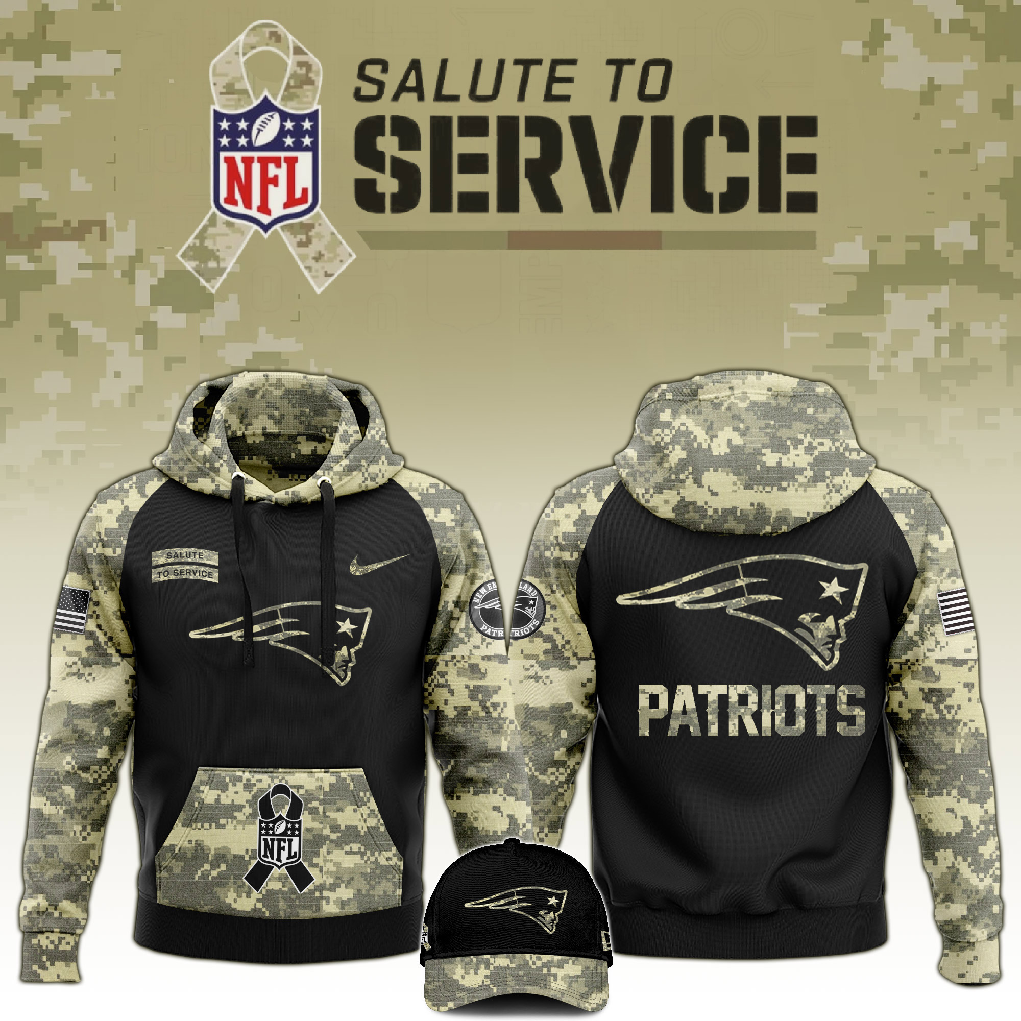 New England Patriots Salute to Service Club Camo Hoodie #2