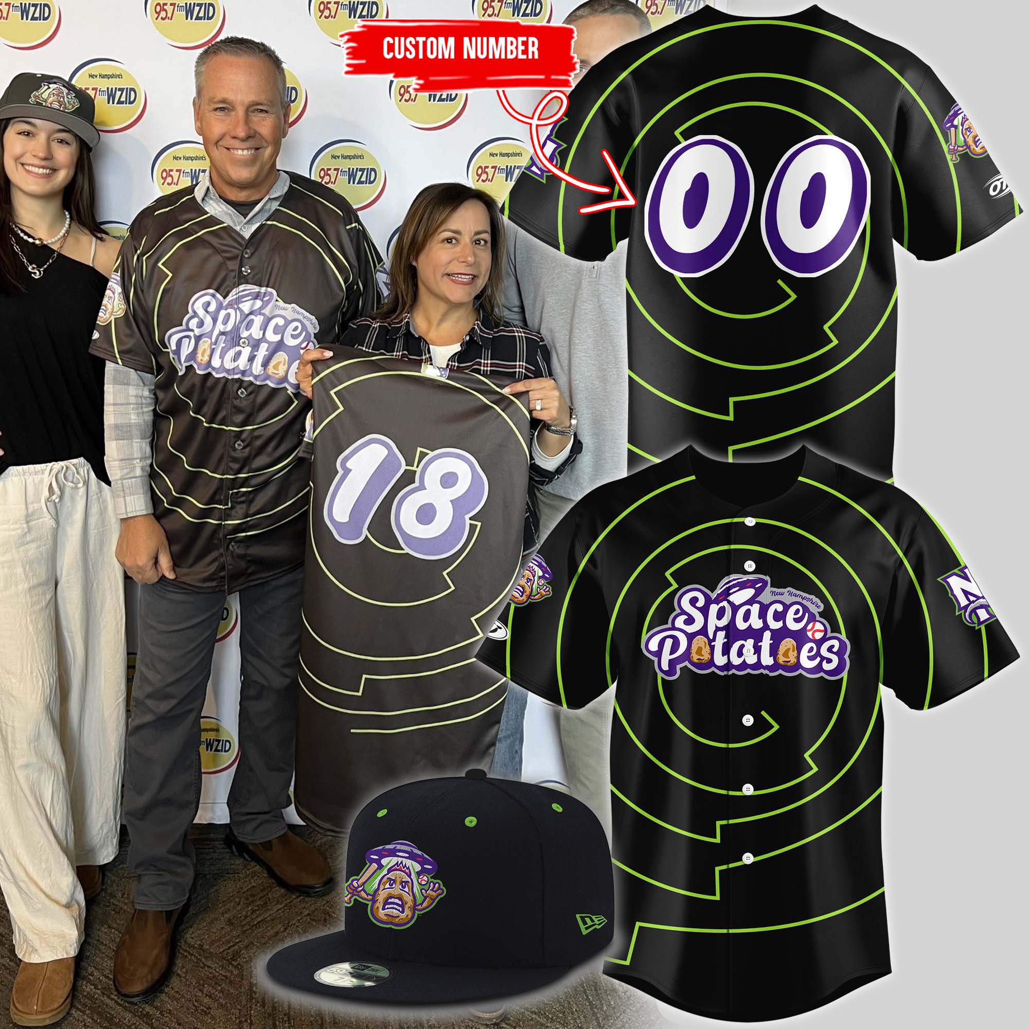 New Hampshire Fisher Cats SPACE POTATOES Jersey