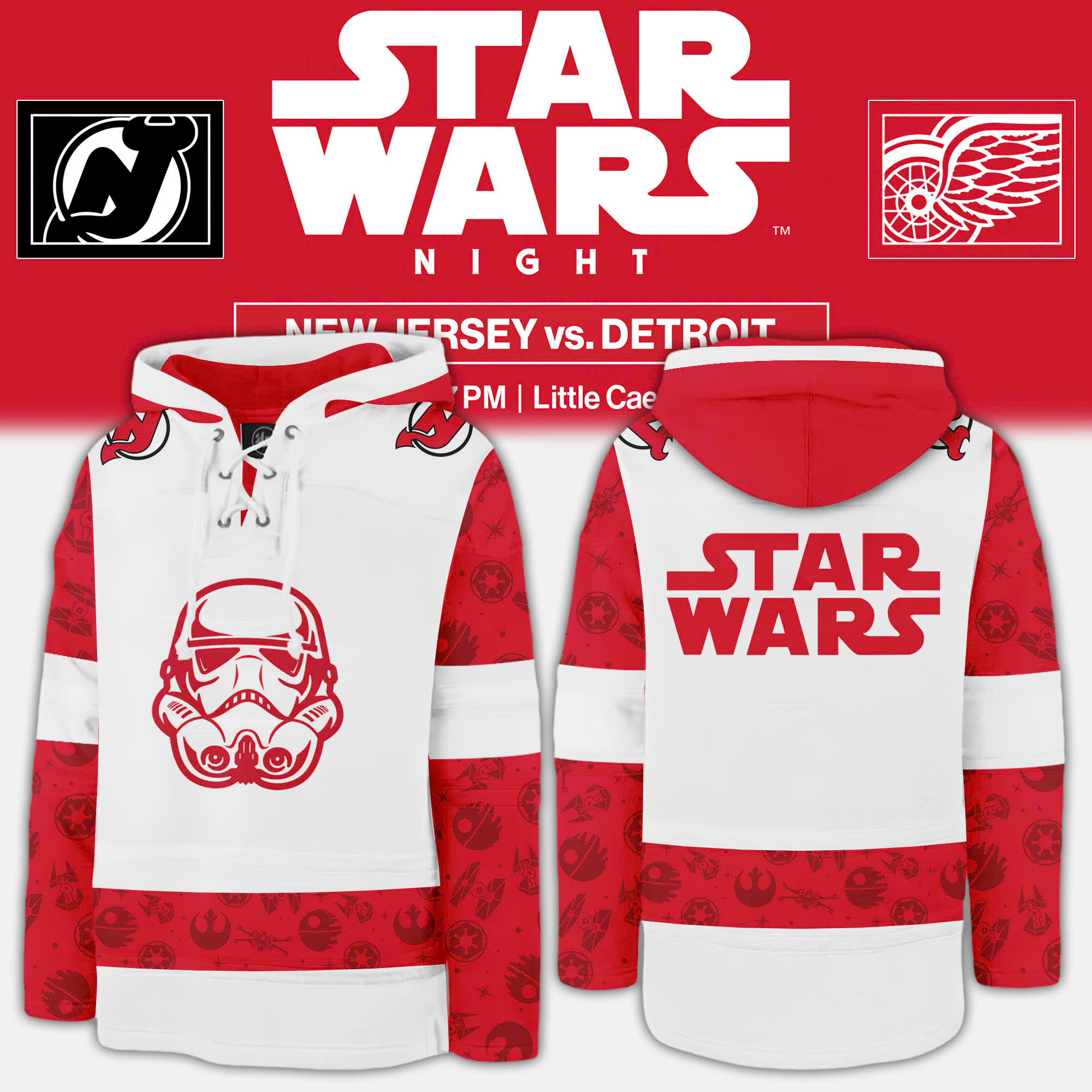New Jersey Devils x Star Wars Night Lace Up Hoodie