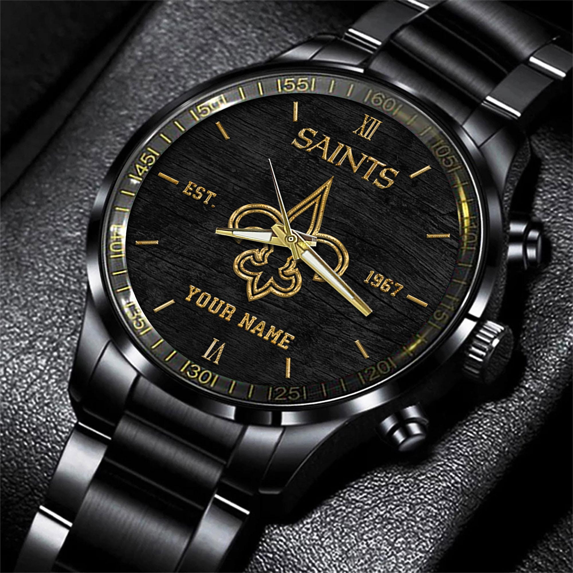 New Orleans Saints Black Fashion Sport Black Fashion Watch