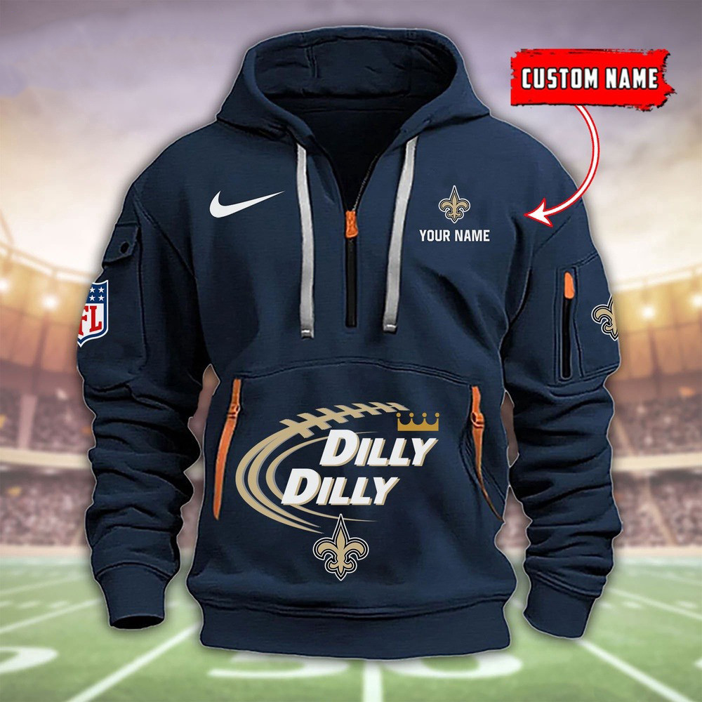 New Orleans Saints Dilly Dilly Football Quarter Zip Hoodie Merch For Fans
