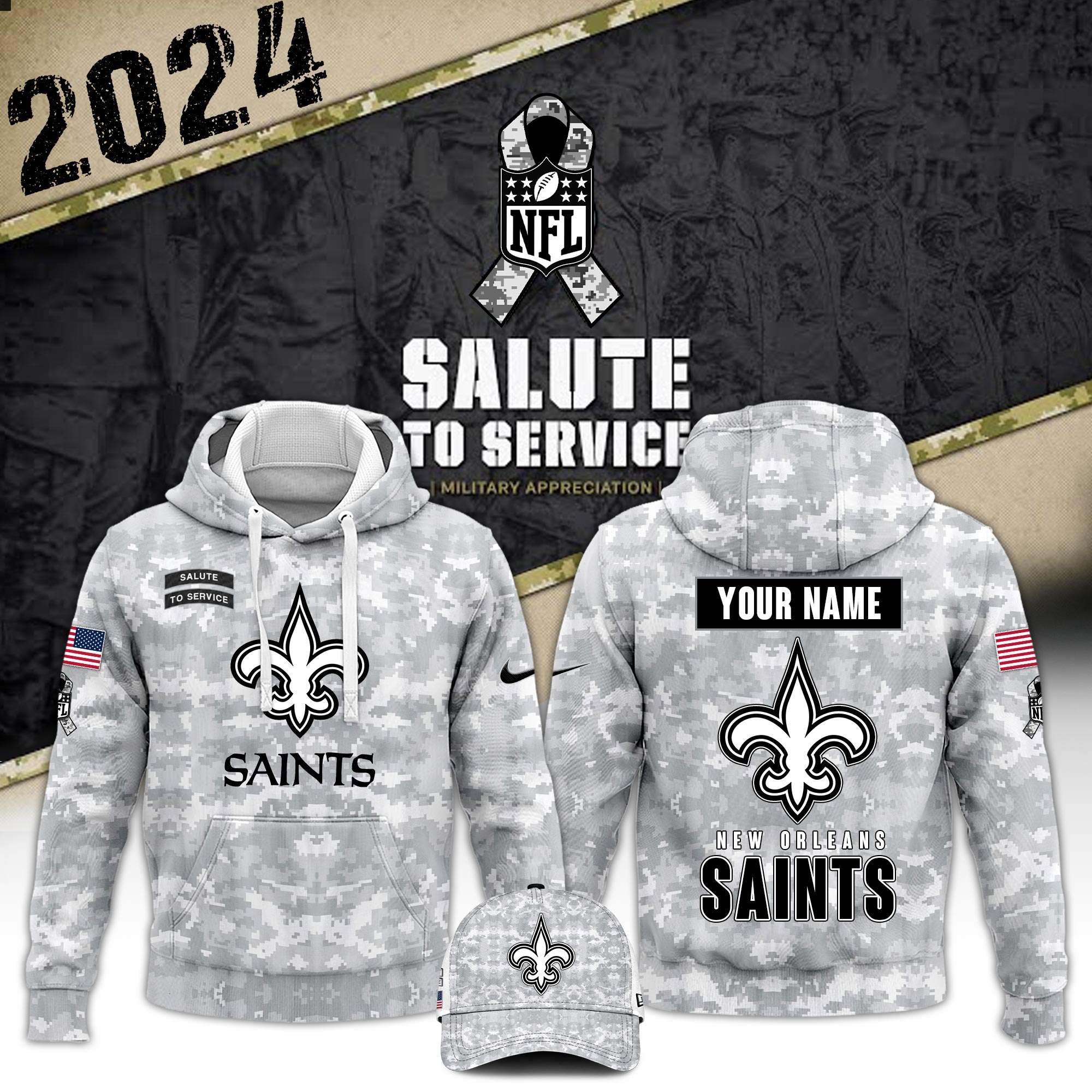 New Orleans Saints Veterans Day Hoodie