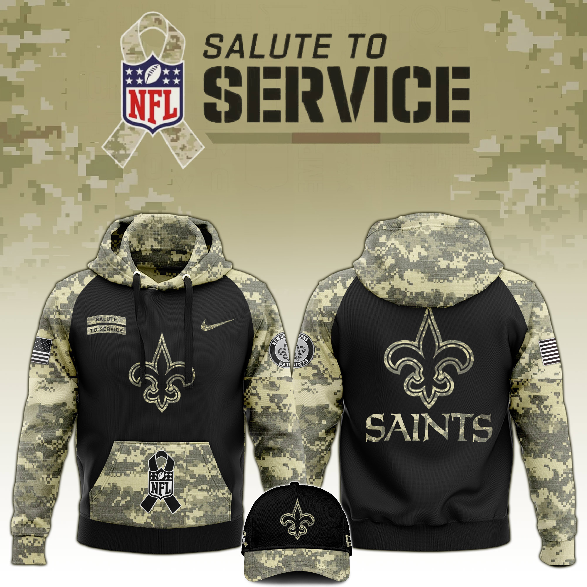 New Orleans Saints Veterans Day Hoodie