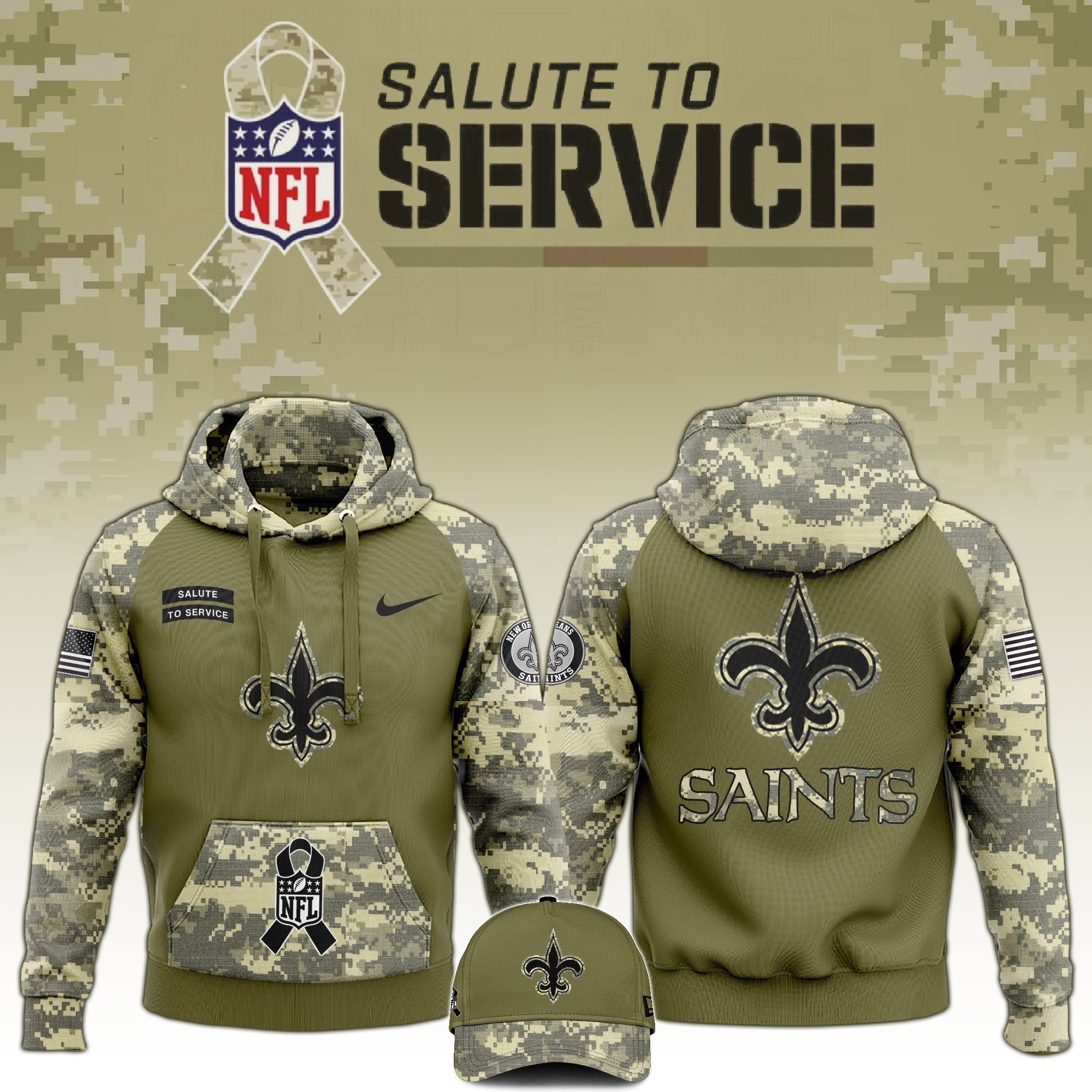 New Orleans Saints Veterans Day Hoodie
