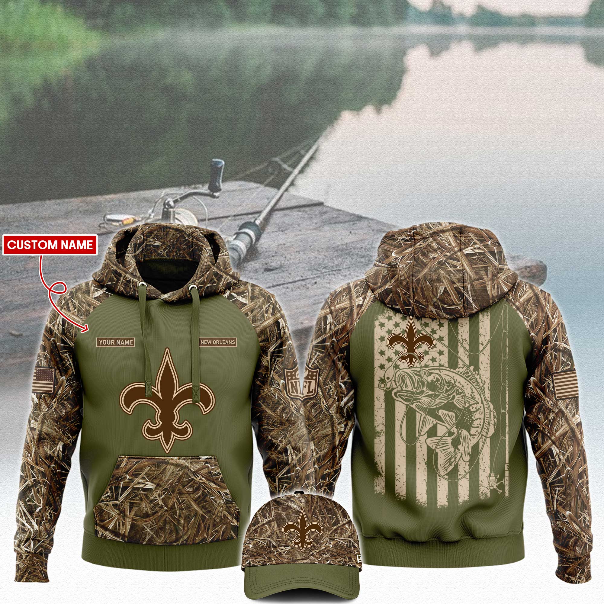 New Orleans Saints x Fishing Hoodie V3
