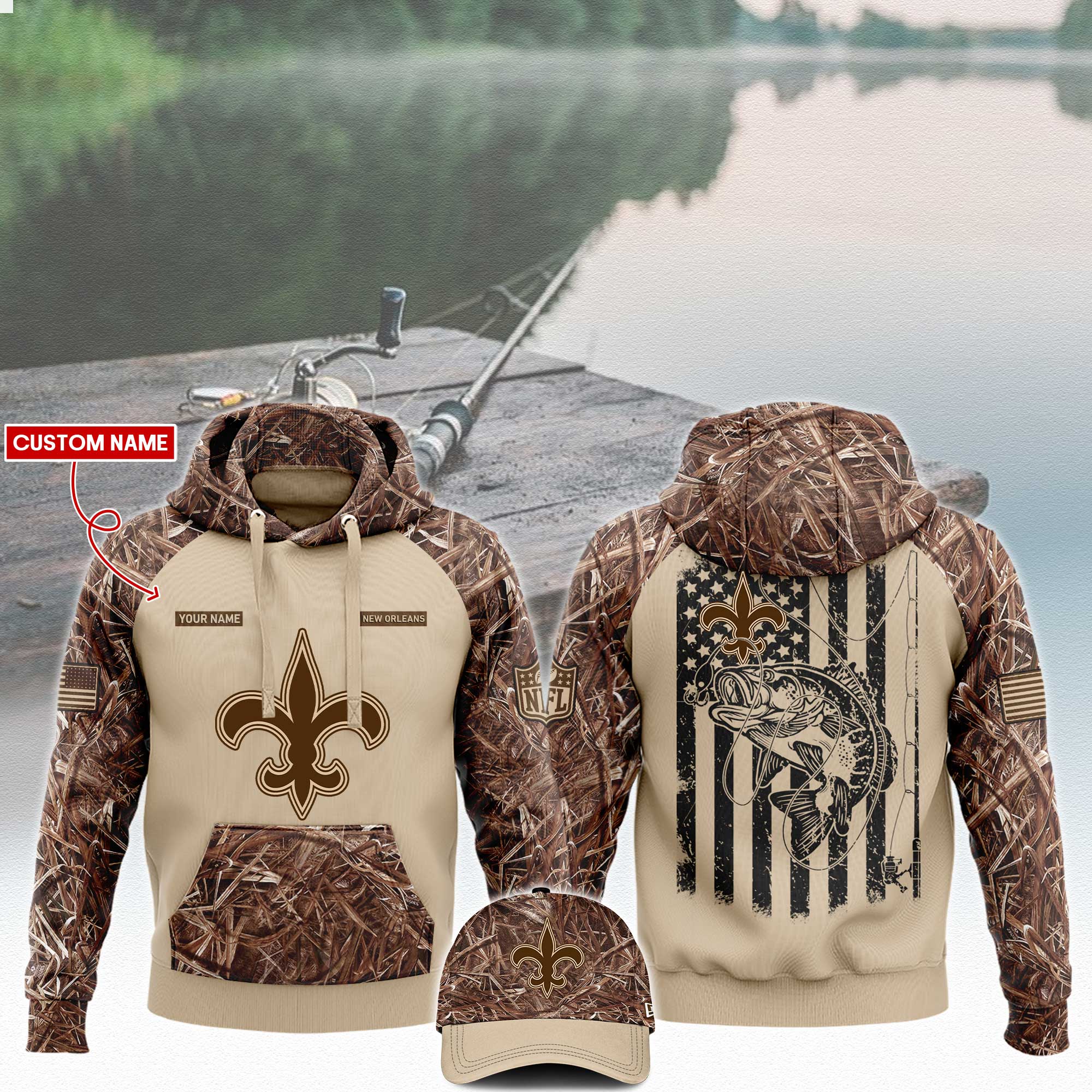 New Orleans Saints x Fishing Hoodie V3