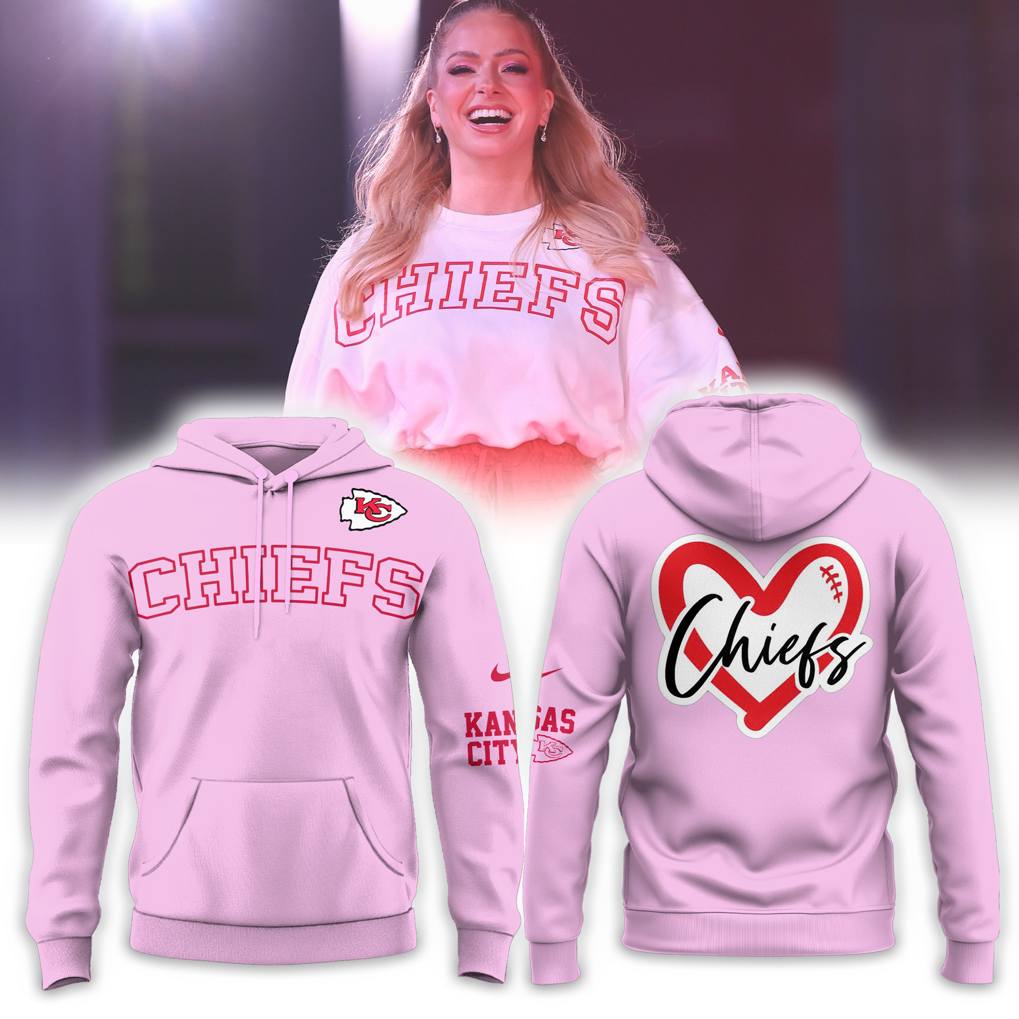 New Version Kansas City Chiefs Tshirt, Sweatshirt, Hoodie Pink/Color