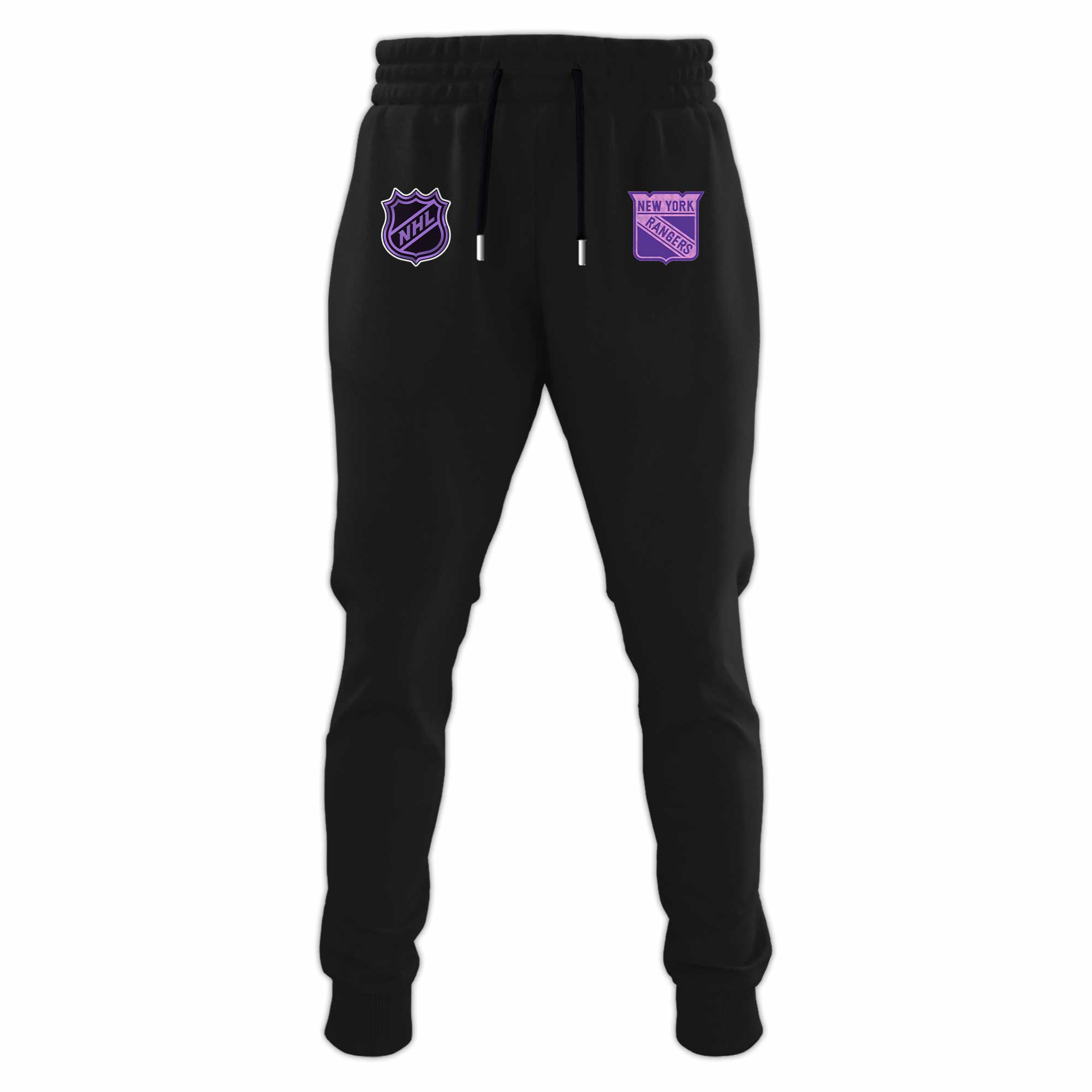 New York Rangers x Hockey Fights Cancer Black Hoodie 2024