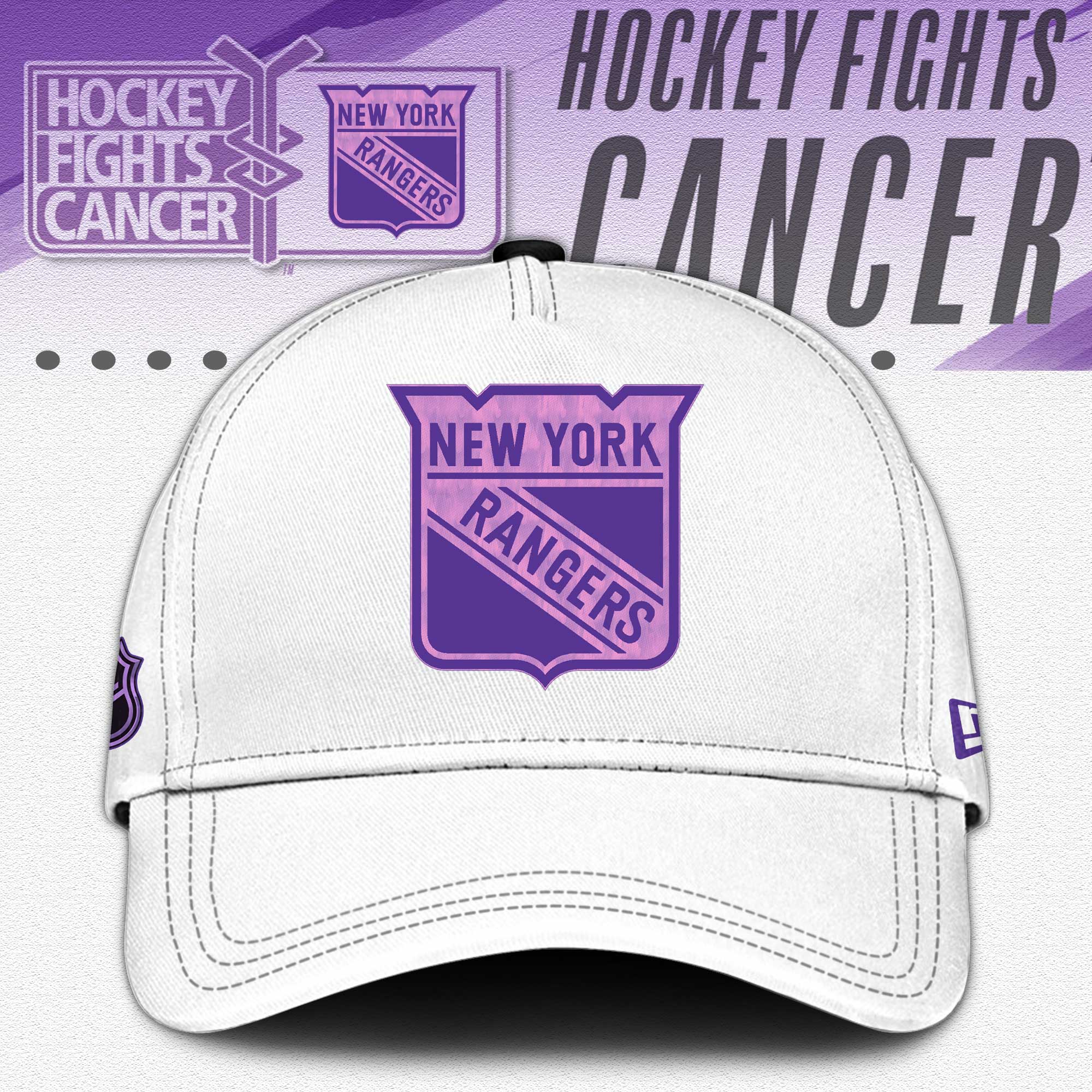 New York Rangers x Hockey Fights Cancer White Hoodie 2024