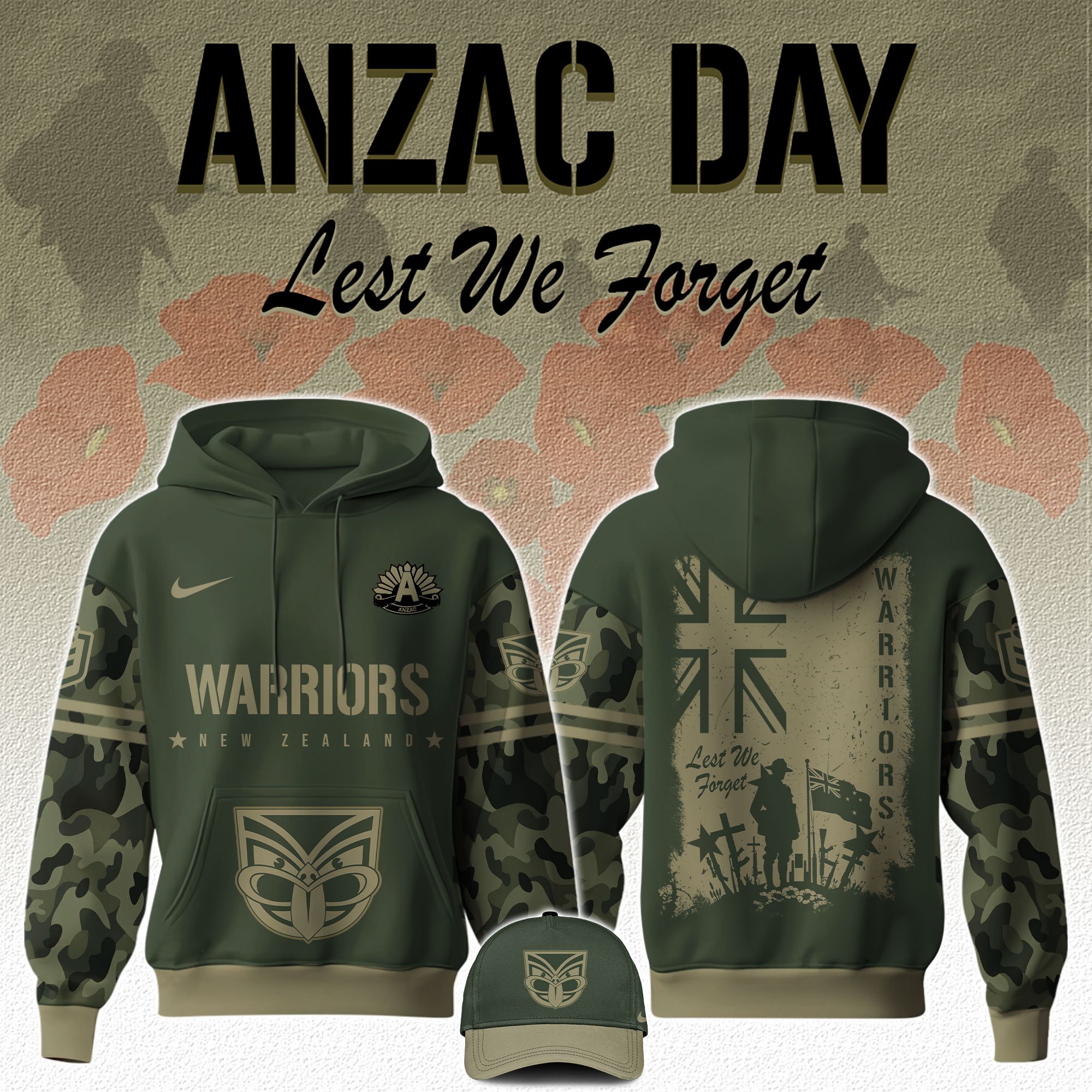 New Zealand Warriors x Anzac Day Hoodie 2025