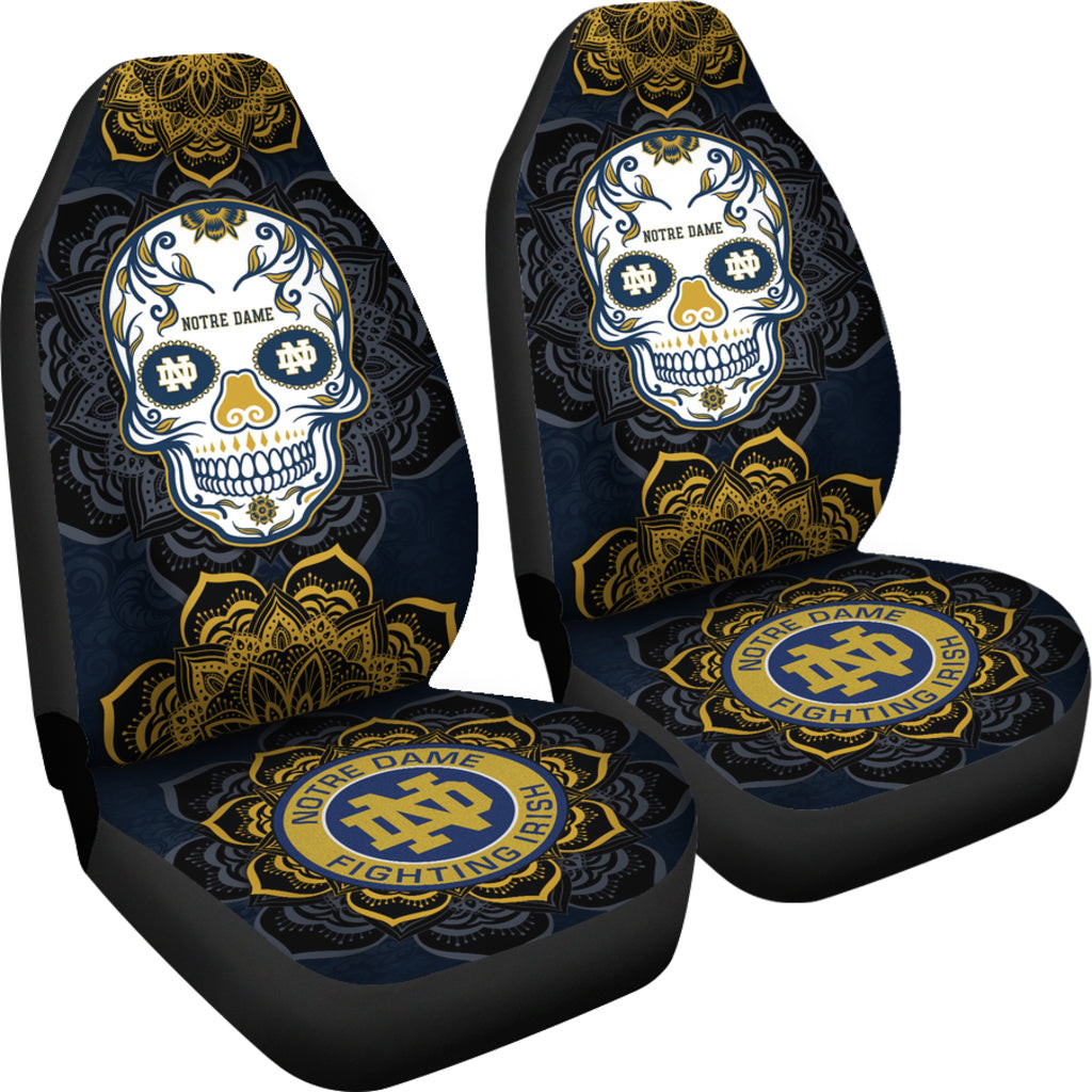 Notre Dame Fighting Irish Car Seat Covers Skull Mandala Ph221109-25