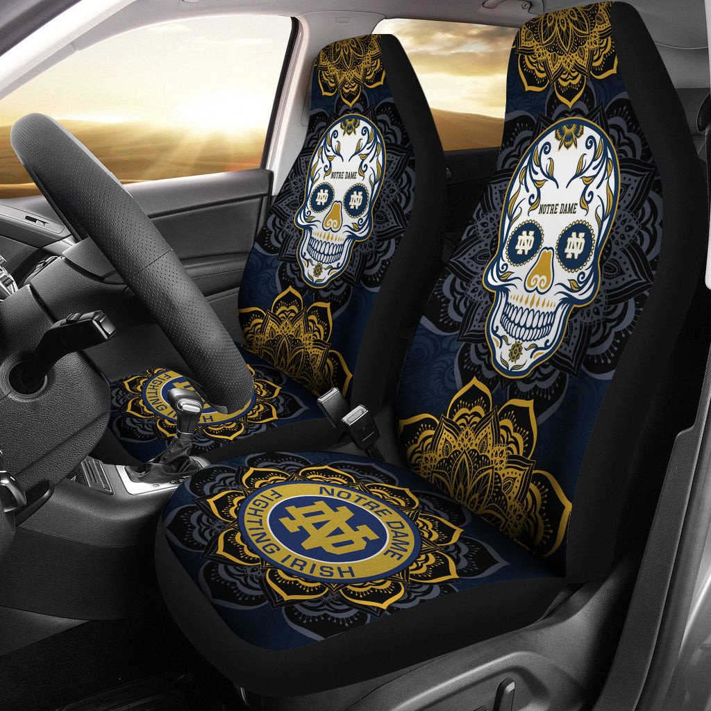 Notre Dame Fighting Irish Car Seat Covers Skull Mandala Ph221109-25