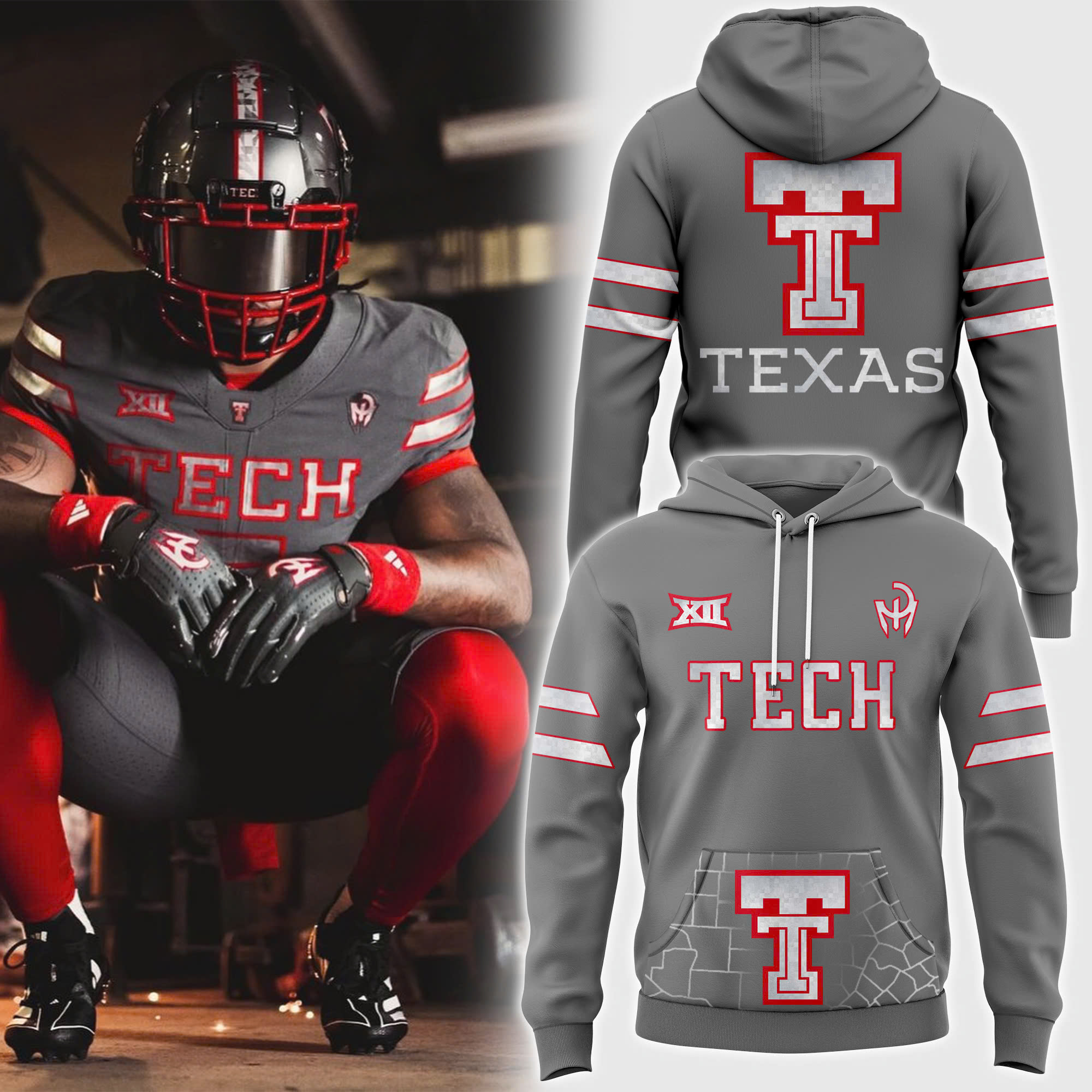 Patrick Mahomes x Texas Tech Football Galvanized Football Hoodie