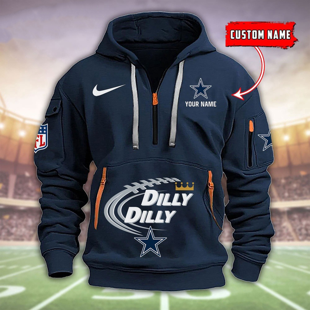Personalized Dallas Cowboys Dilly Dilly Quarter Half Zip Hoodie Clothing Gifts For Fans