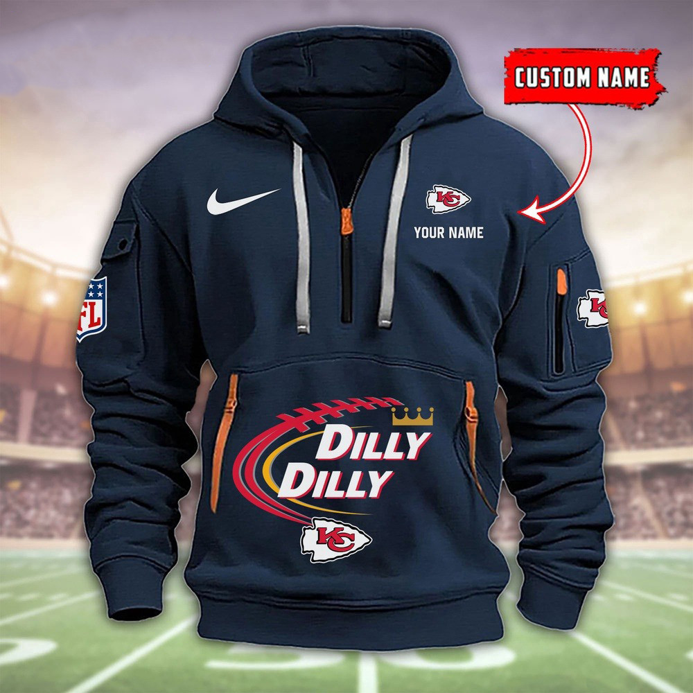 Personalized Kansas City Chiefs Dilly Dilly Football Quarter Half Zip Hoodie Clothing