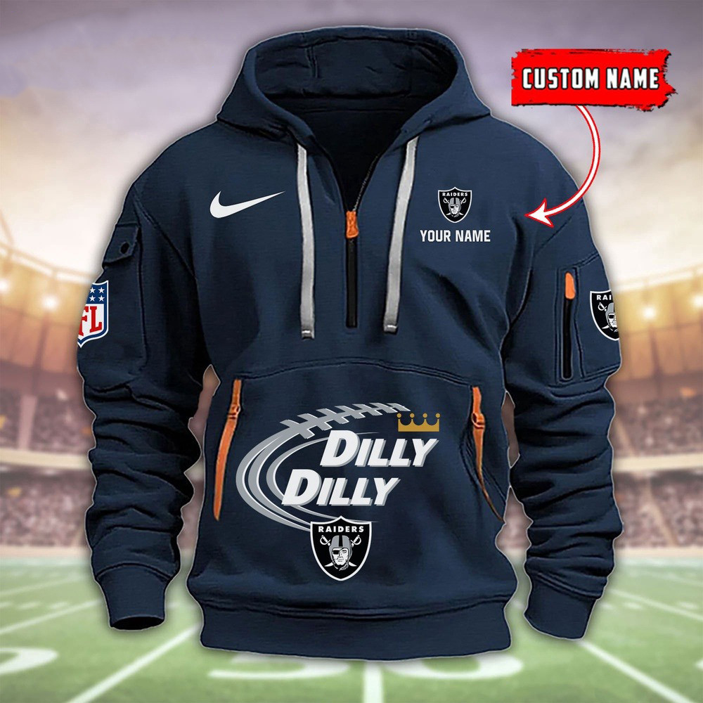 Personalized Las Vegas Raiders Dilly Dilly Football Quarter Half Zip Hoodie Merch Gifts