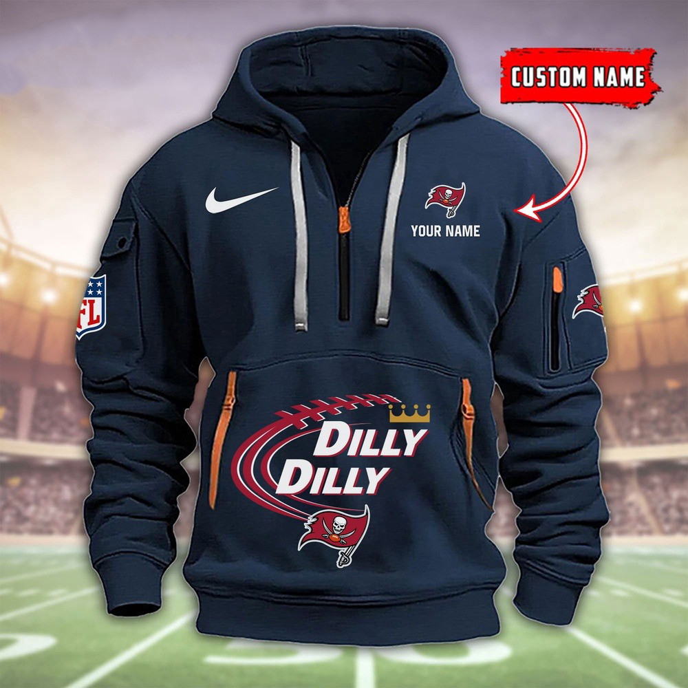Personalized Tampa Bay Buccaneers Dilly Dilly Quarter Zip Hoodie Football Fan Merch