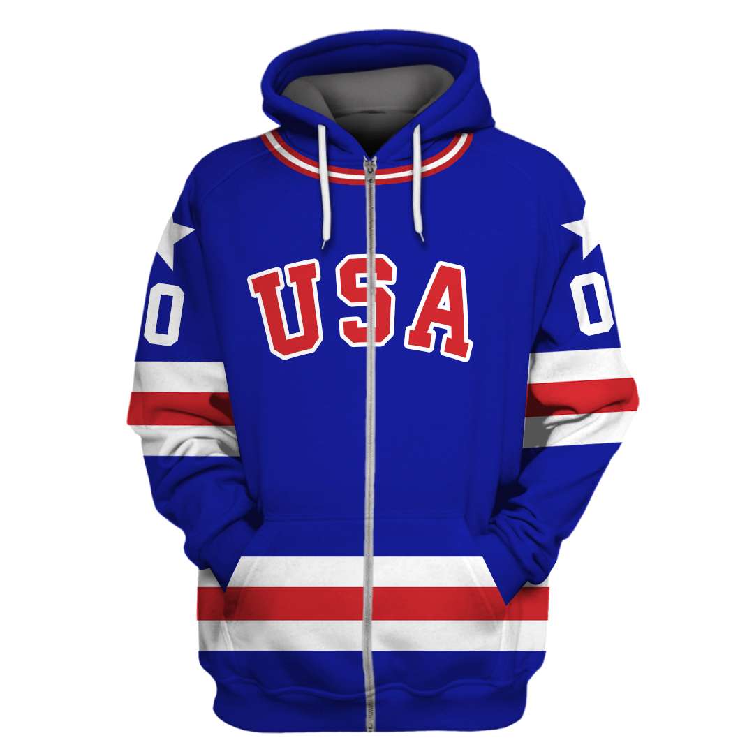 Personalized USA Hockey 3D Pullover Hoodie