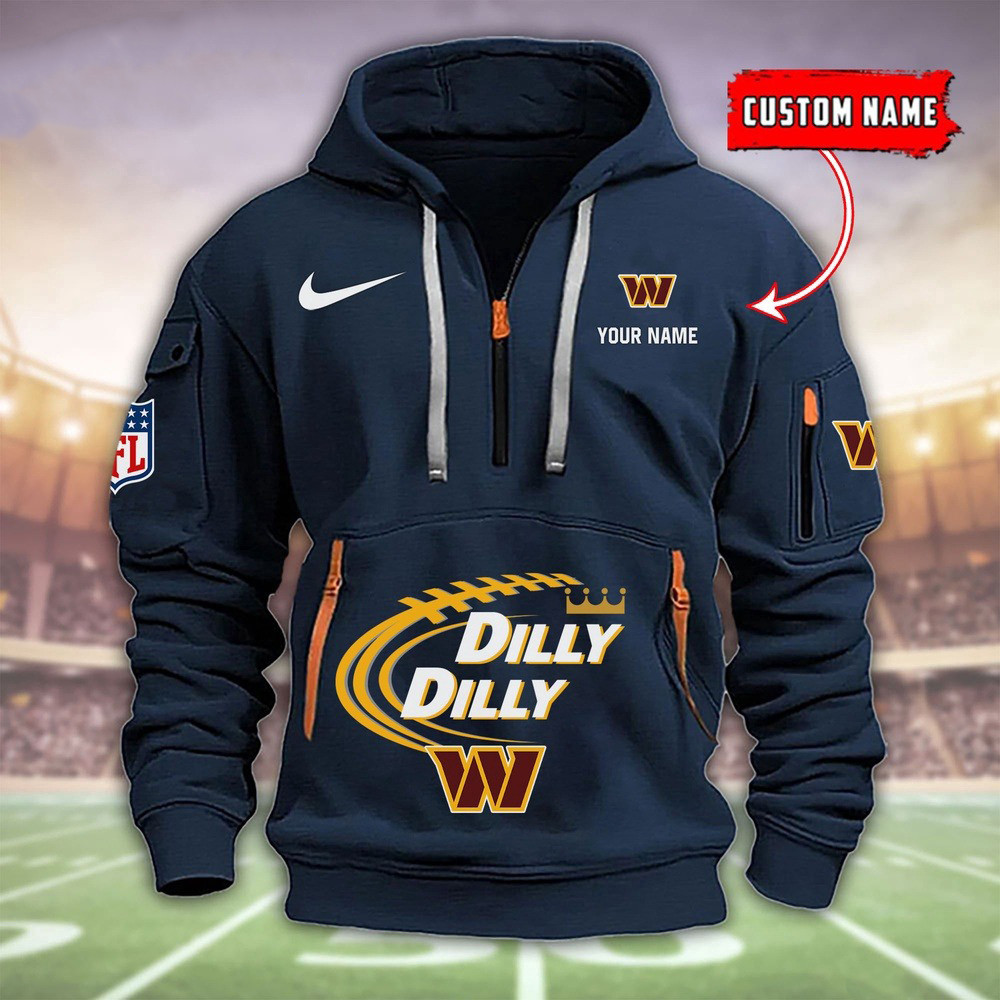 Personalized Washington Commanders Dilly Dilly Quarter Zip Hoodie For Football Fans