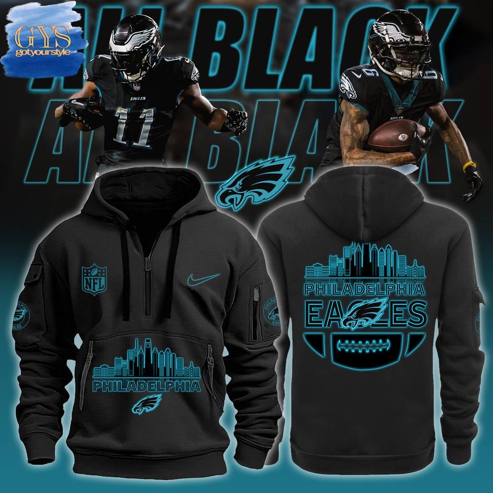 Philadelphia Eagles Carbon Black Quarter New Hoodie