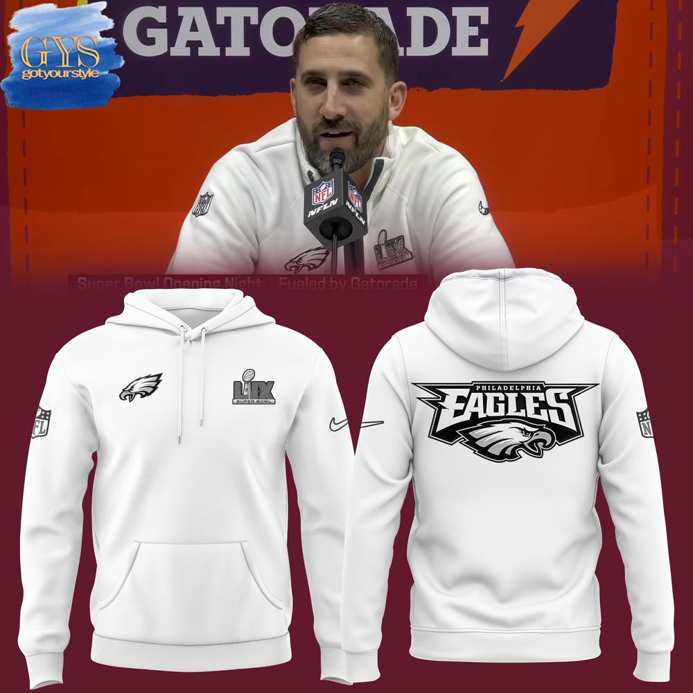 Philadelphia Eagles SUPER BOWL 2025 White Hoodie