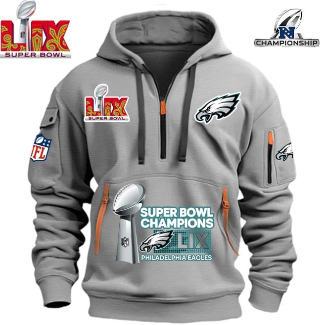 Philadelphia Eagles Super Bowl Championship - HOODIE HALF ZIPPER - QTA405111383