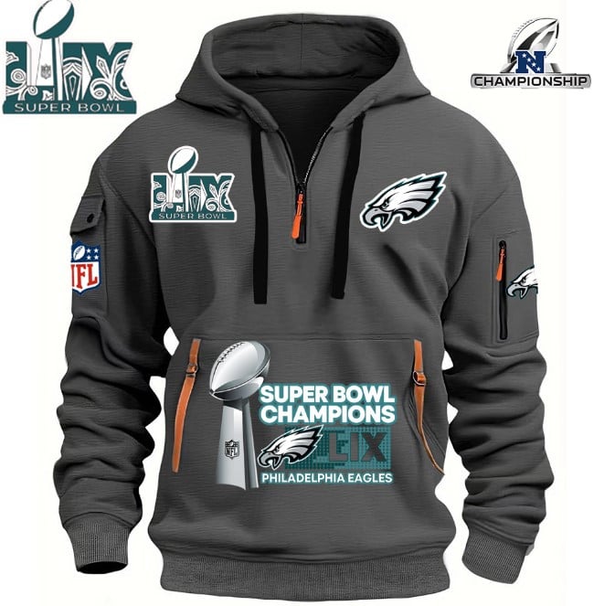 Philadelphia Eagles Super Bowl Championship - HOODIE HALF ZIPPER - QTA405111384
