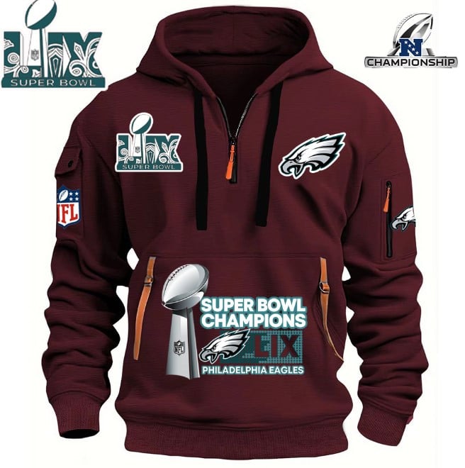Philadelphia Eagles Super Bowl Championship - HOODIE HALF ZIPPER - QTA405111384