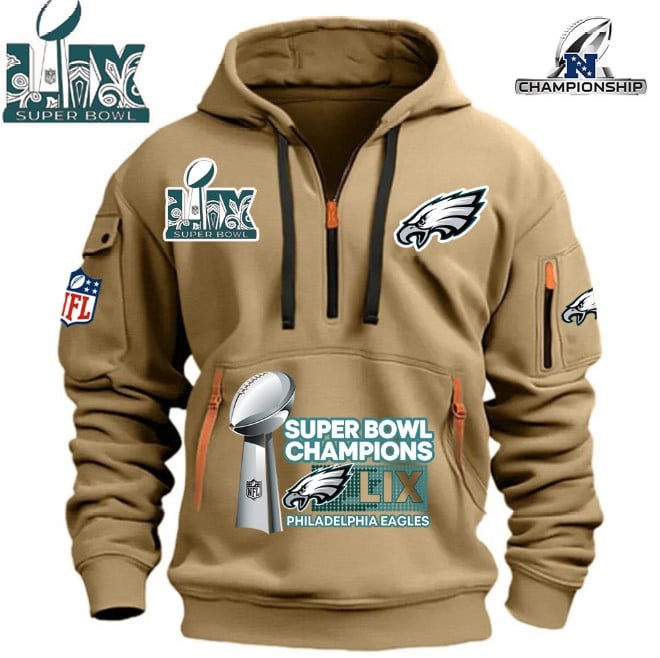 Philadelphia Eagles Super Bowl Championship - HOODIE HALF ZIPPER - QTA405111384