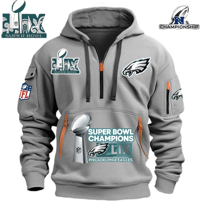 Philadelphia Eagles Super Bowl Championship - HOODIE HALF ZIPPER - QTA405111384