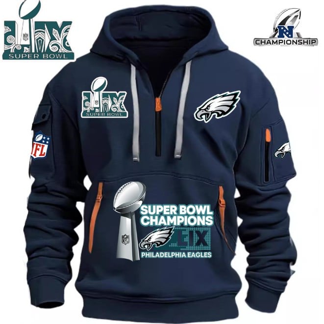 Philadelphia Eagles Super Bowl Championship - HOODIE HALF ZIPPER - QTA405111384