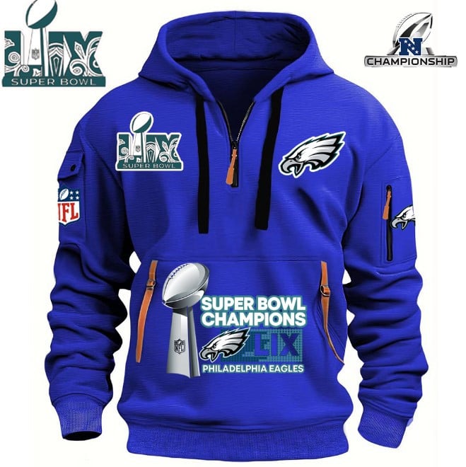 Philadelphia Eagles Super Bowl Championship - HOODIE HALF ZIPPER - QTA405111384