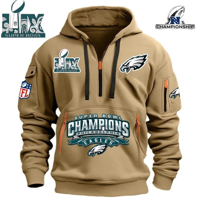 Philadelphia Eagles Super Bowl Championship - HOODIE HALF ZIPPER - QTA405111385