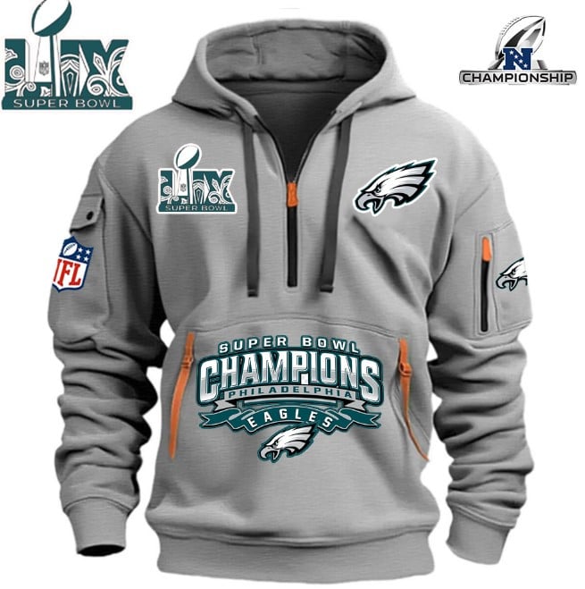 Philadelphia Eagles Super Bowl Championship - HOODIE HALF ZIPPER - QTA405111385
