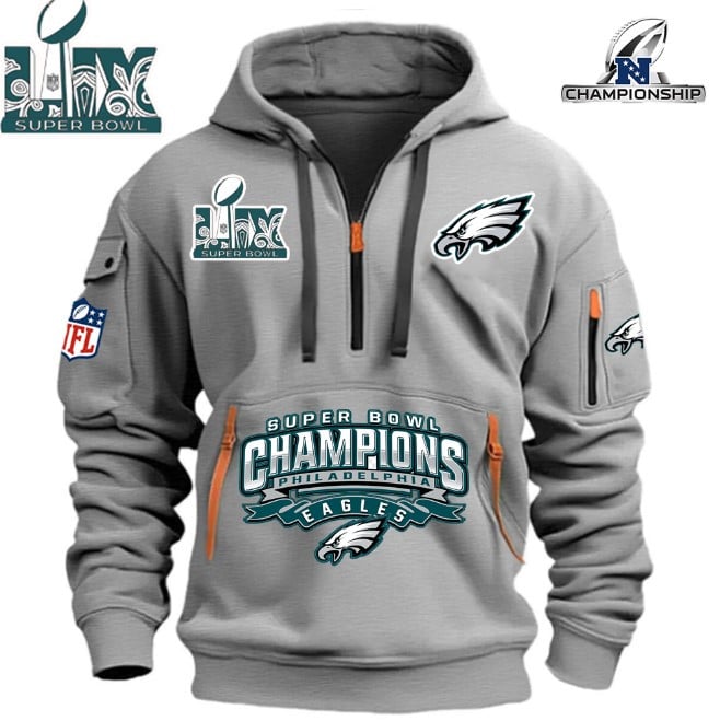 Philadelphia Eagles Super Bowl Championship - HOODIE HALF ZIPPER - QTA405111386