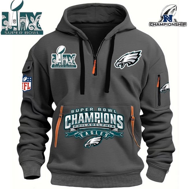 Philadelphia Eagles Super Bowl Championship - HOODIE HALF ZIPPER - QTA405111386