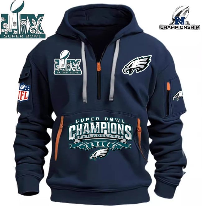 Philadelphia Eagles Super Bowl Championship - HOODIE HALF ZIPPER - QTA405111386